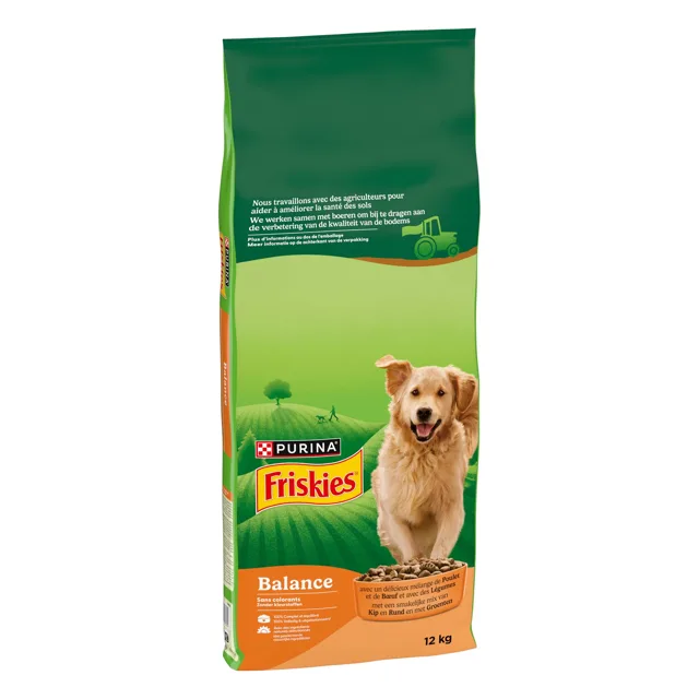 Friskies Balance granule kuře, hovězí, zelenina - výhodné balení: 2 x 12 kg