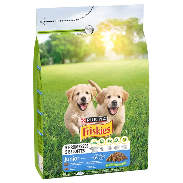 Friskies Junior granule kuře s mlékem, zelenina - 3 kg