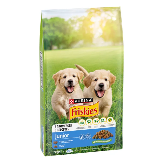 Friskies Junior granule kuře s mlékem, zelenina - 7 kg