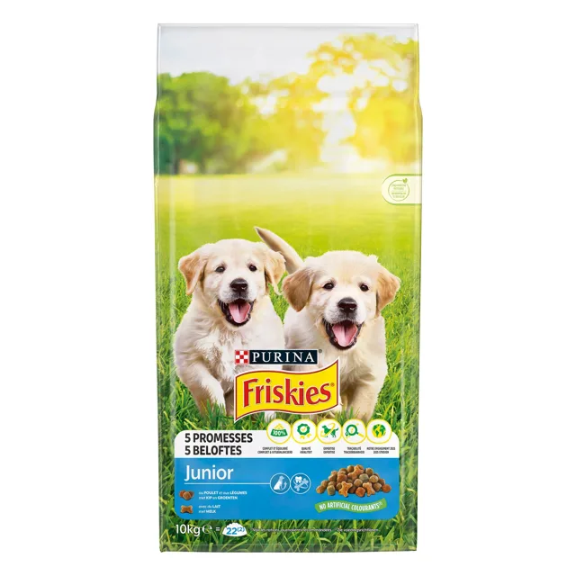 Friskies Junior granule kuře s mlékem, zelenina - výhodné balení: 2 x 7 kg