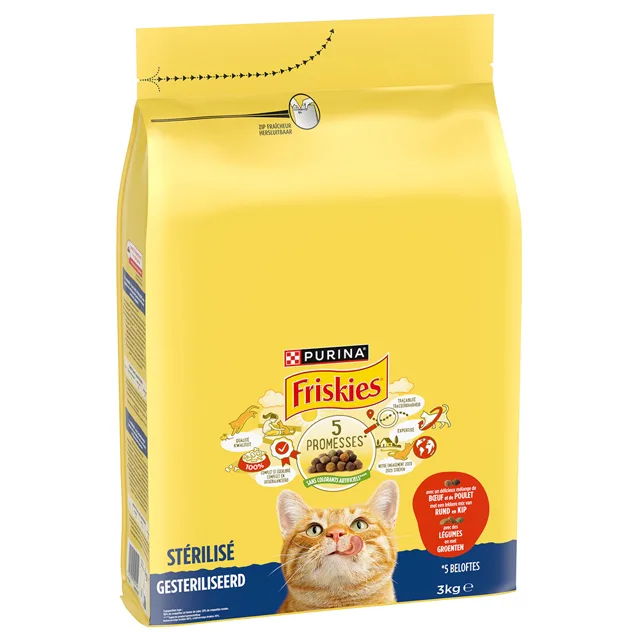 Friskies Sterilised granule hovězí, kuře, zelenina - výhodné balení: 3 x 3 kg