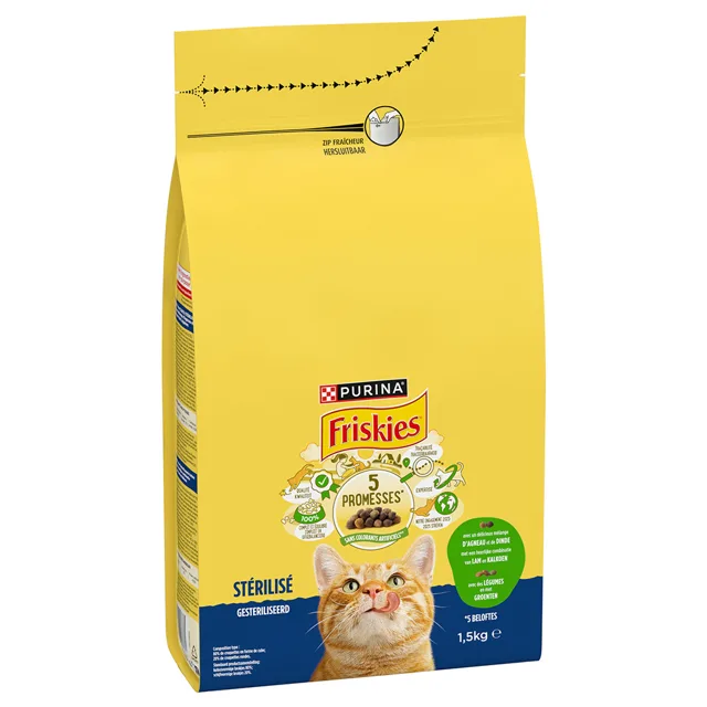 Friskies Sterilised granule jehněčí, kuře, zelenina - výhodné balení: 3 x 1,5 kg