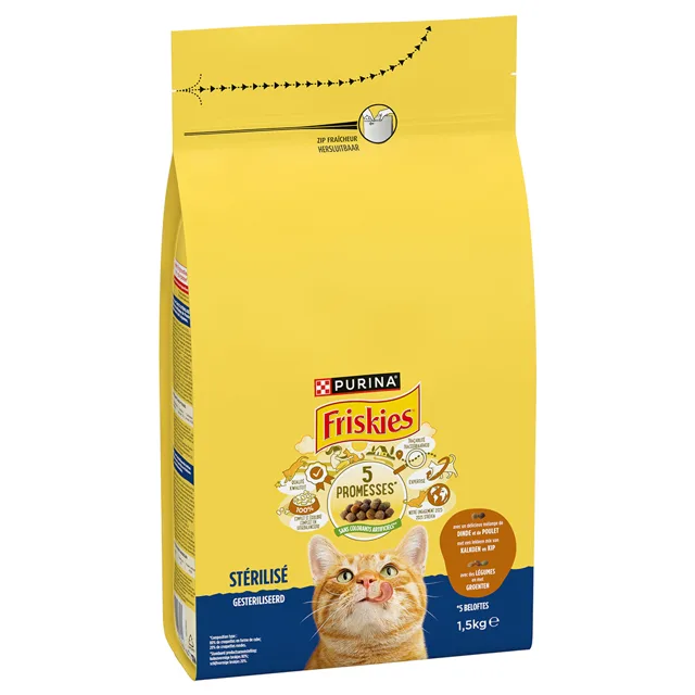 Friskies Sterilised granule  kuře, krocan, zelenina - 1,5 kg