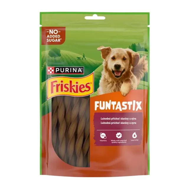 Friskies Tyčinky pro psy Funtastix s příchutí slaniny a sýra 175 g