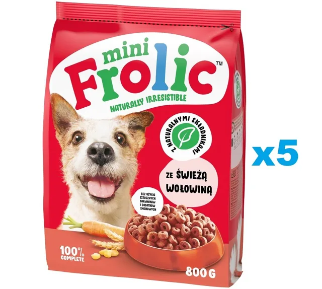 FROLIC Mini Naturally Irresistible 5x800 g polovlhké krmivo pro psy malých plemen s čerstvým hovězím masem