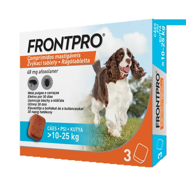Frontpro Žvýkací tablety pro psy 10-25 kg 68 mg 3 tbl