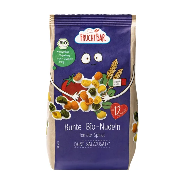 FruchtBar BIO Těstoviny s příchutí rajčat a špenátu 300 g
