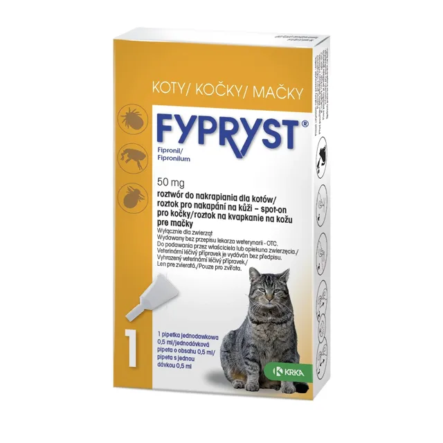 Fypryst 50 mg roztok pro nakapání na kůži – spot-on pro kočky 1 pipeta