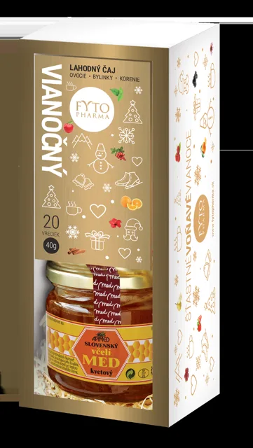 Fytopharma Dárková kazeta Vánoční čaj 20 sáčků + květový med 250 g