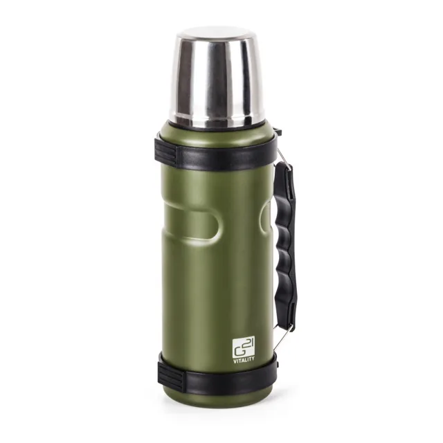 G21 Termoska na pití 1000 ml, khaki zelená s rukojetí