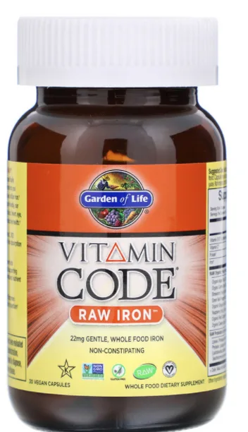 Garden of Life Vitamin Code RAW Iron (železo), 30 kapslí