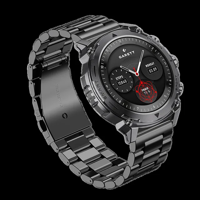 GARETT Smartwatch Atom black steel chytré hodinky