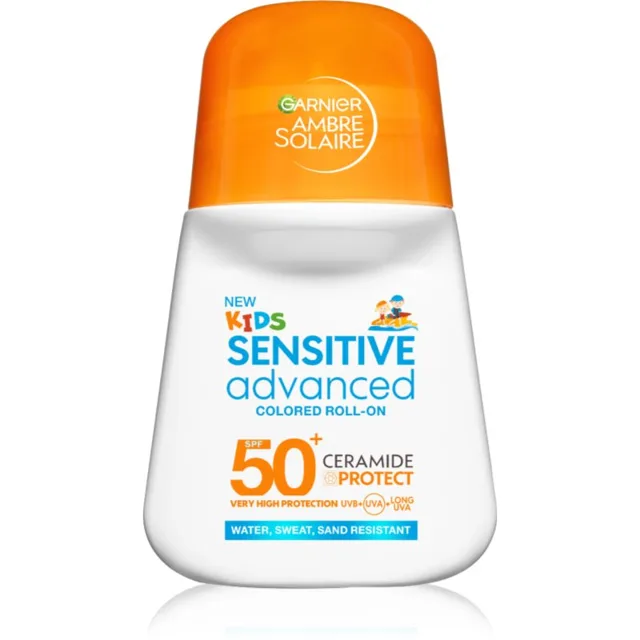 Garnier Ambre Solaire Sensitive Advanced dětské mléko na opalování roll-on SPF 50+ 50 ml