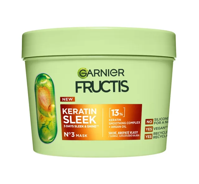 Garnier Fructis Keratin Sleek maska na suché a krepaté vlasy 370 ml