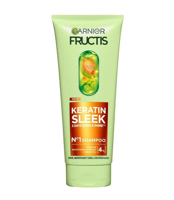 Garnier Fructis Keratin Sleek šampon na suché a krepaté vlasy 200 ml