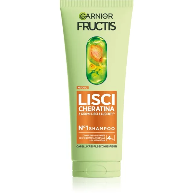 Garnier Fructis Lisci Cheratina výživný šampon pro lesk a hebkost vlasů 200 ml