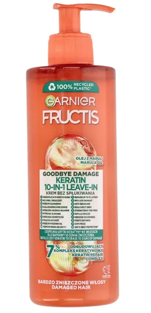 Garnier Fructis Regenerační a vyživující sérum na poškozené vlasy 10-in-one 400 ml Stav: produkt má poškozený aplikátor