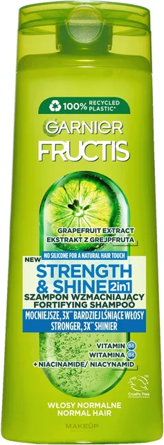 Garnier Fructis Strength & Shine Posilující šampon pro všechny typy vlasů bez lesku a síly, 400 ml poškozené víčko