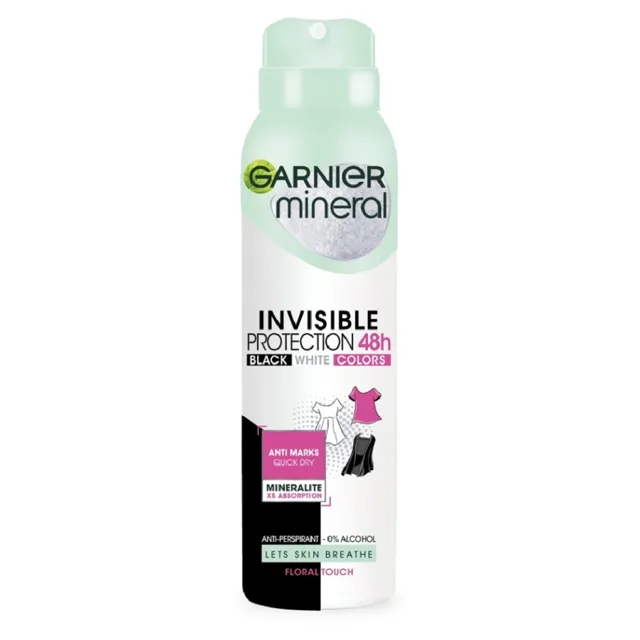 GARNIER Mineral Quick Dry Invisible Black White Colors antiperspirant ve spreji 150 ml