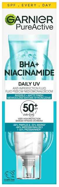 Garnier Pure Active BHA + Niacinamidový fluid proti nedokonalostem pleti s SPF50+, 40 ml