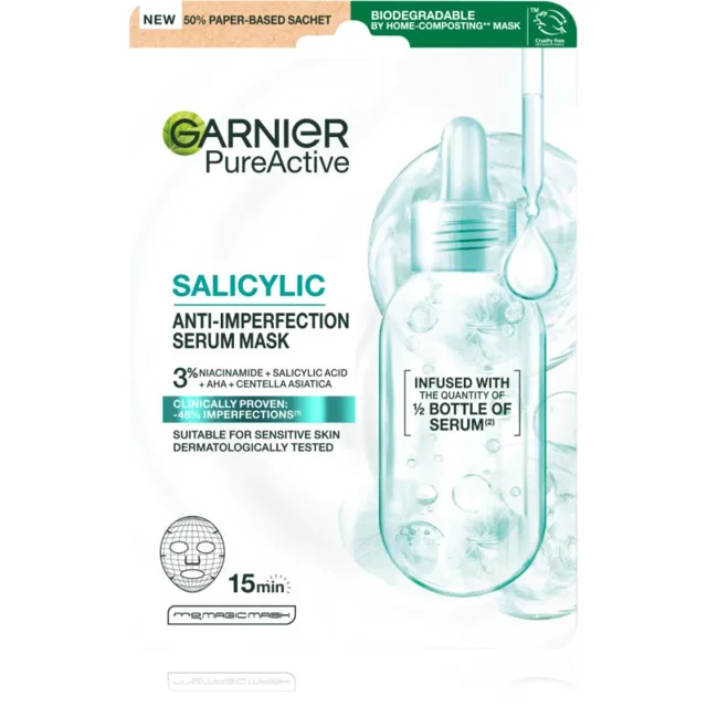 Garnier Pure Active Salicylic plátýnková maska proti nedokonalostem pleti 1 ks