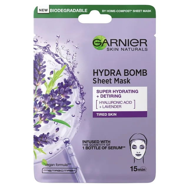 GARNIER Skin Naturals Hydra Bomb Textilní maska Levandule 28 g