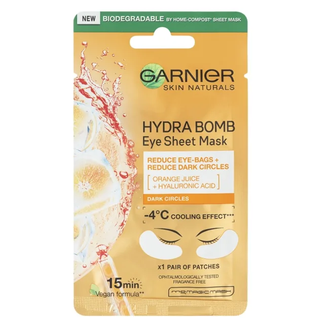 GARNIER Skin Naturals Hydra Bomb Textilní oční maska Pomeranč 6 g