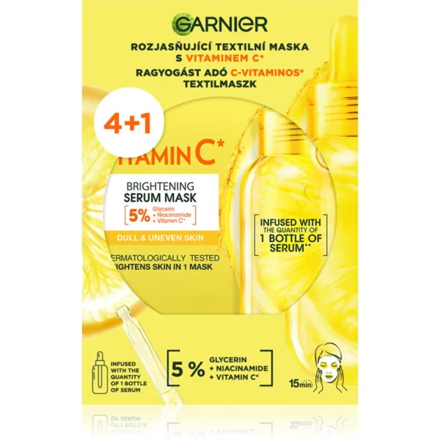 Garnier Textil Masks Brightening Pack rozjasňující plátýnková maska s vitaminem C