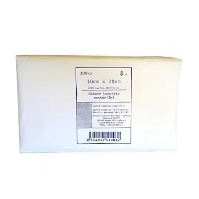 Gáza kompresní nesterilní 10 x 10cm-100 ks 8vrstev