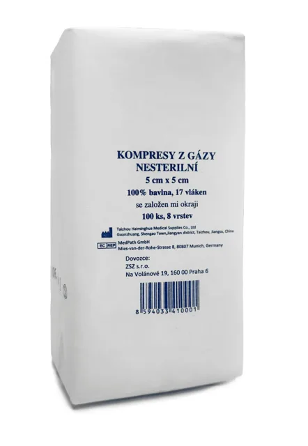 Gáza kompresní nesterilní 5 x 5cm-10 ks CJZ