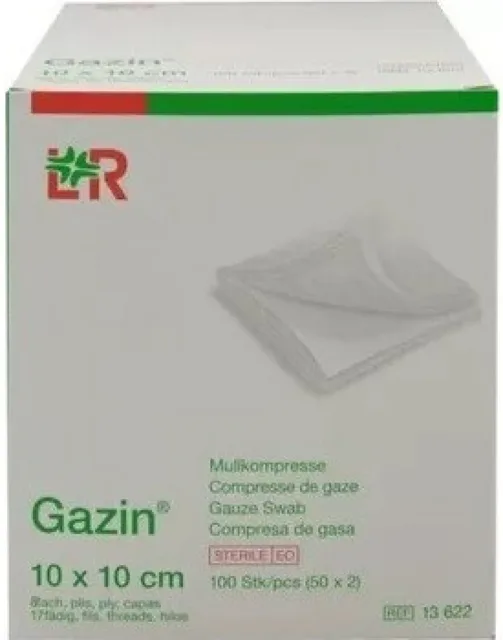 Gazin gáza hydrofilní skládaná komprese sterilní 10 x 10cm/100 ks