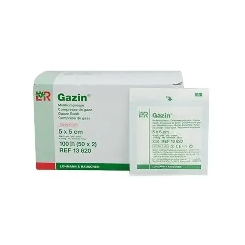 Gazin gáza hydrofilní skládaná komprese sterilní 5 x 5 cm 100 ks