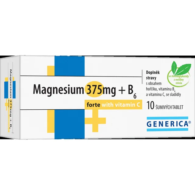 GENERICA Magnesium citrát 375 mg + B6 forte + vitamin C 10 šumivých tablet