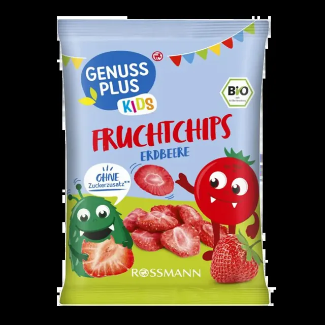 GENUSS PLUS BIO ovocné chipsy jahodové 12 g