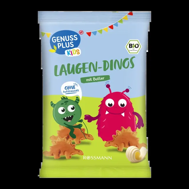 GENUSS PLUS BIO slané sušenky s máslem dinosauři 90 g