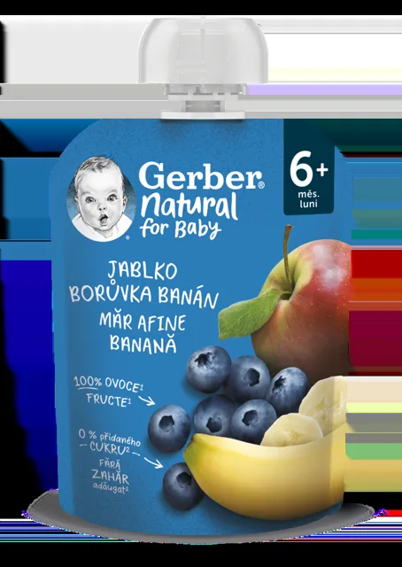 Gerber Natural Kapsička Jablko/borůvka/banán 90 g