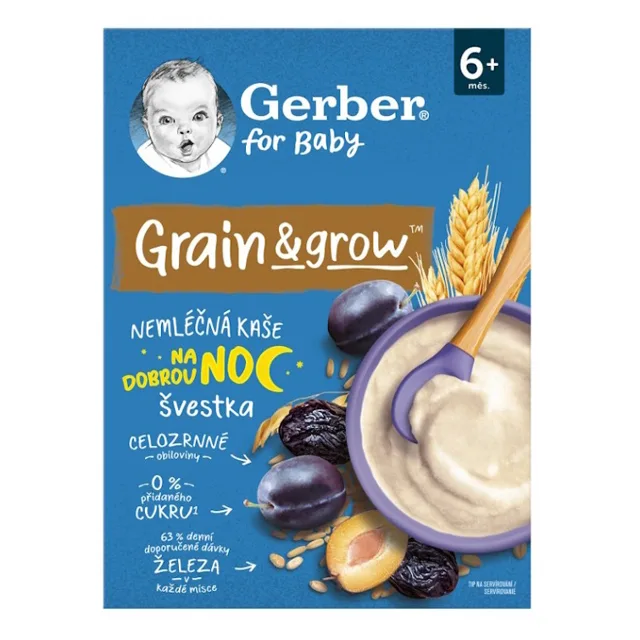 GERBER Nemléčná kaše na dobrou noc švestka 200 g 6m+