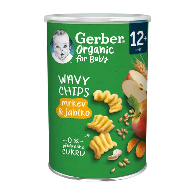 Gerber Organic for Baby Organic Wavy chips mrkev a jablko 12m+ 35 g