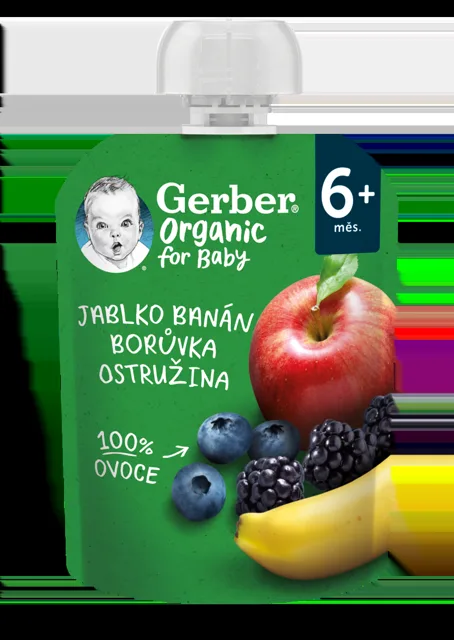 Gerber Organic Kapsička Jablko/banán/borůvky/ostružiny 90 g