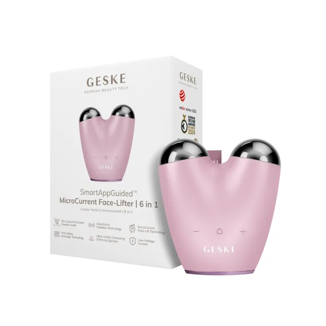 GESKE Mikroproudový masážní přístroj na obličej pro lifting pleti 6v1 (MicroCurrent FaceLifter) Pink