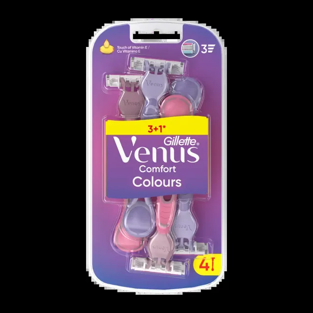 Gillette Dámské jednorázové holicí strojky Venus Comfort Colours 4 ks 4 ks