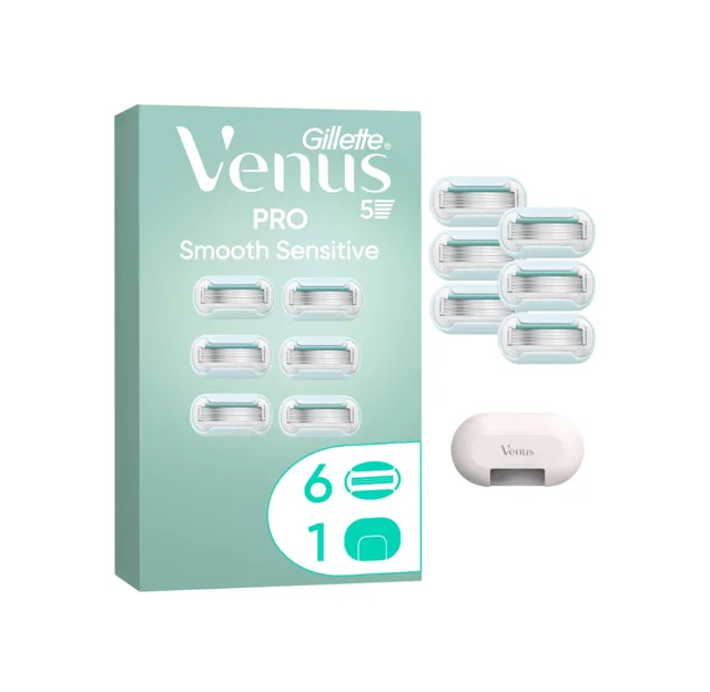 Gillette Venus Pro Smooth Sensitive náhradní holicí hlavice + kryt na žiletku 6 ks
