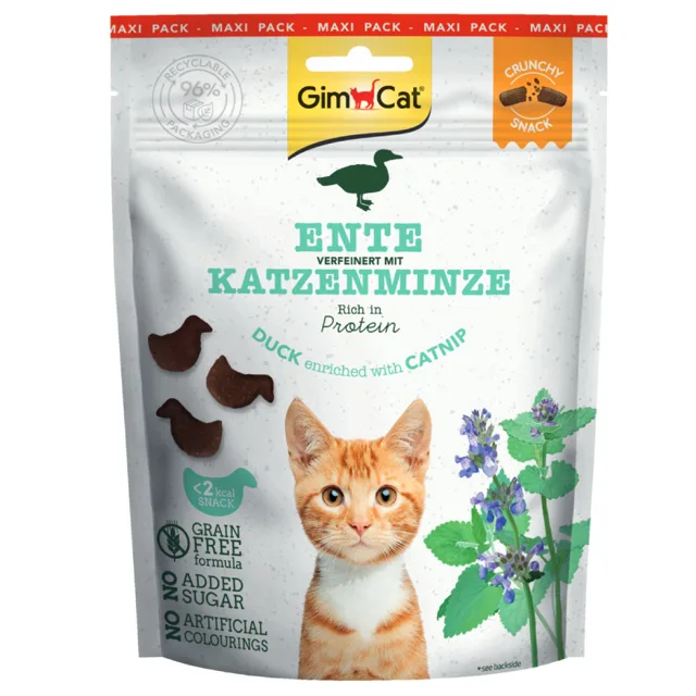GimCat Crunchy Snacks kachní a šanta kočičí - výhodné balení: 3 x 140 g
