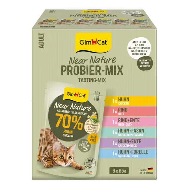GimCat Near Nature zkušební balení 6 x 85 g - Míchané balení (6 druhů)