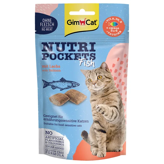 GimCat Nutri Pockets Fish - výhodné balení: s lososem (6 x 60 g)