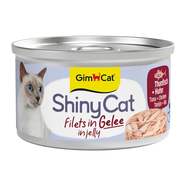 GimCat ShinyCat Filet v želé 24 x 70 g - výhodné balení - Tuňák a kuře