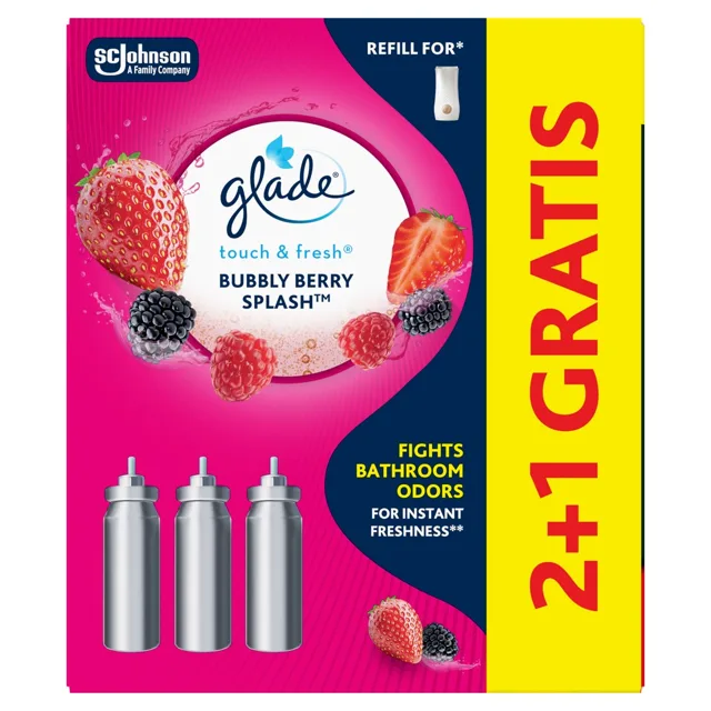 Glade Sada náplní do osvěžovače vzduchu Touch & Fresh Bubble Berry Splash 2+1