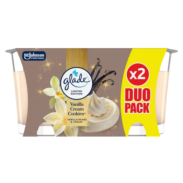 Glade Sada vonných svíček Vanilla Cream Cookies 2 x 112 g