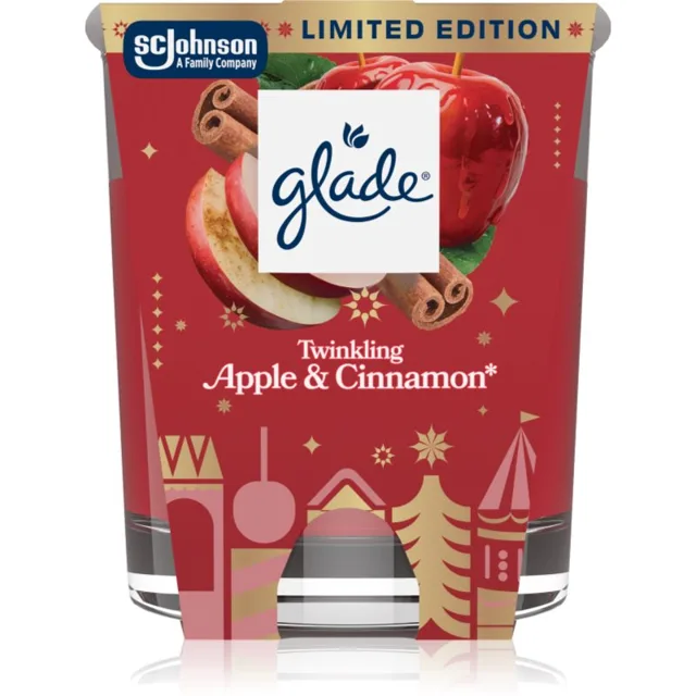 GLADE Twinkling Apple & Cinnamon vonná svíčka 112 g