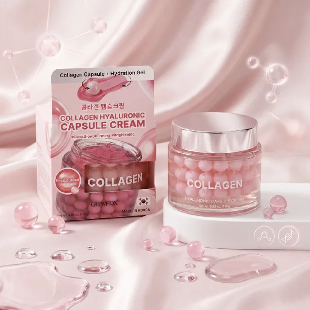 GLAMFOX  - Collagen Hyaluronic Capsule Cream - Kolagenový hydratační krém s kapslemi kyseliny hyaluronové - 110 ml